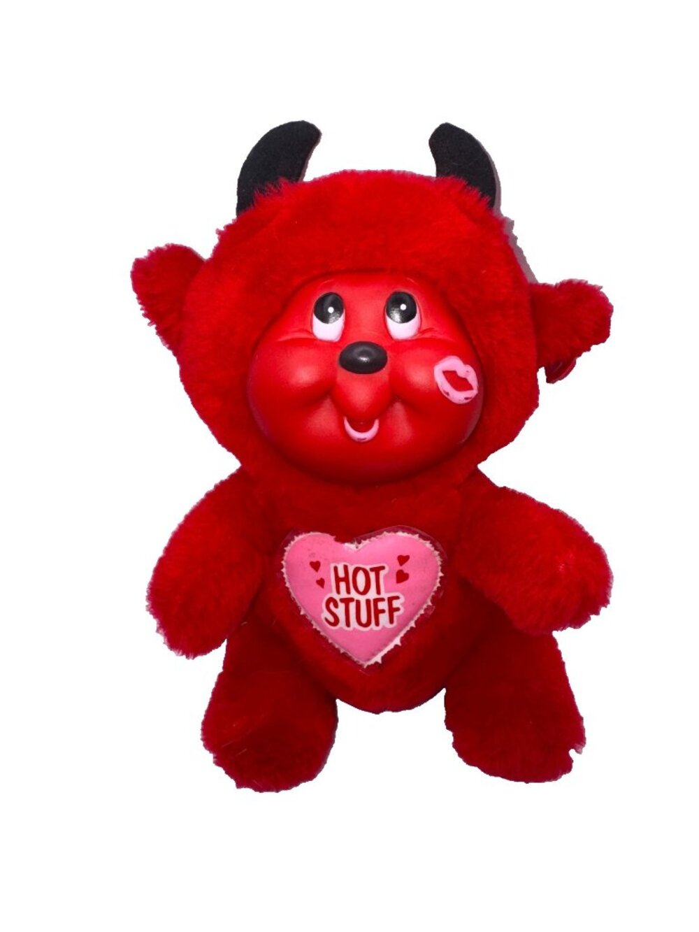 Vintage 90s Hot Stuff Plush Devil Vinyl Face DanDee Valentines Plushie